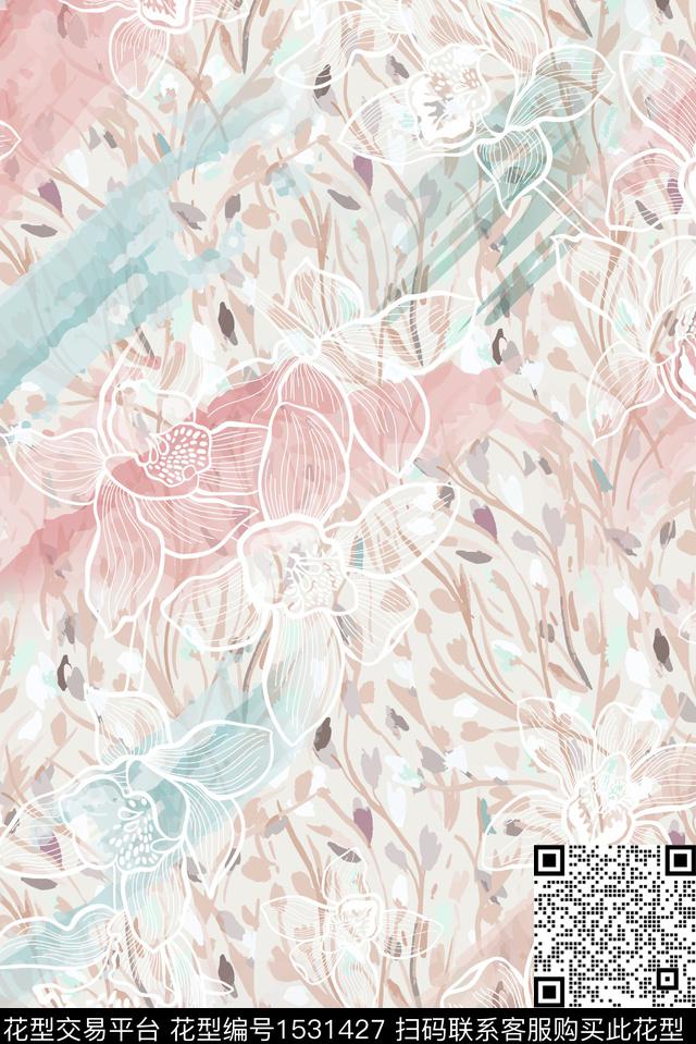 S-2.jpg - 1531427 - 手绘花卉 年轻女性 水彩花卉 - 数码印花花型 － 女装花型设计 － 瓦栏