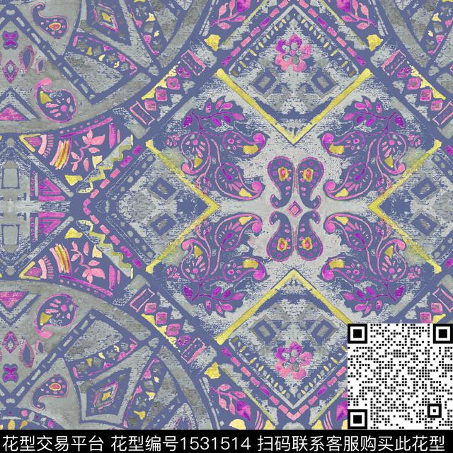 RM066pat v.jpg - 1531514 - ethnic gray tile - 传统印花花型 － 墙纸花型设计 － 瓦栏