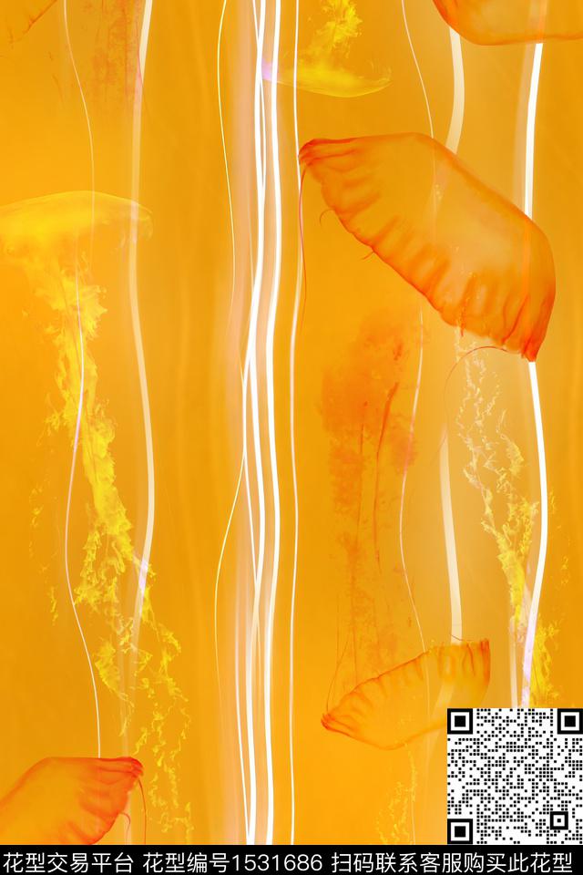 女装水母线条数码印花花型下载（图片编号: 1531686） - 瓦栏（Walan）