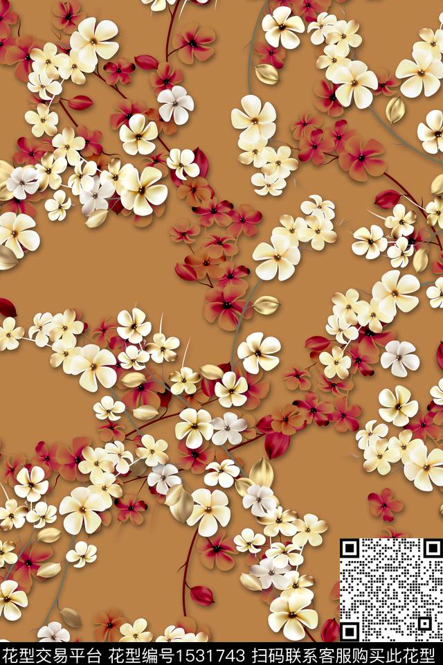 ym758-0.jpg - 1531743 - 大牌风 手绘花卉 花卉 - 数码印花花型 － 女装花型设计 － 瓦栏