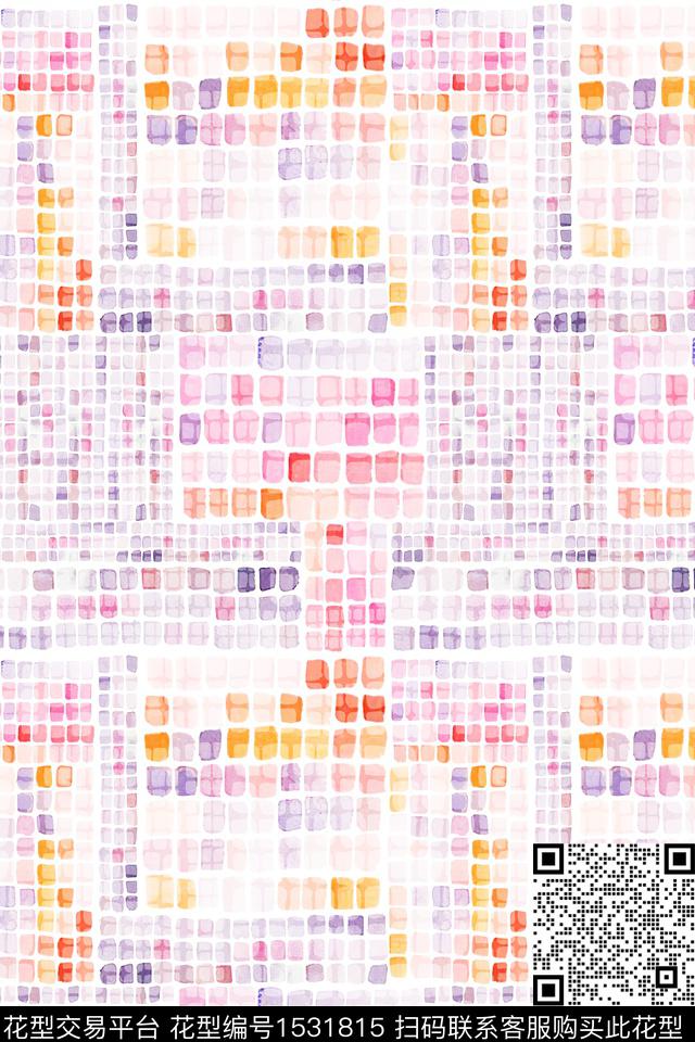 Z13879.jpg - 1531815 - 水彩 春夏花型 抽象 - 数码印花花型 － 女装花型设计 － 瓦栏