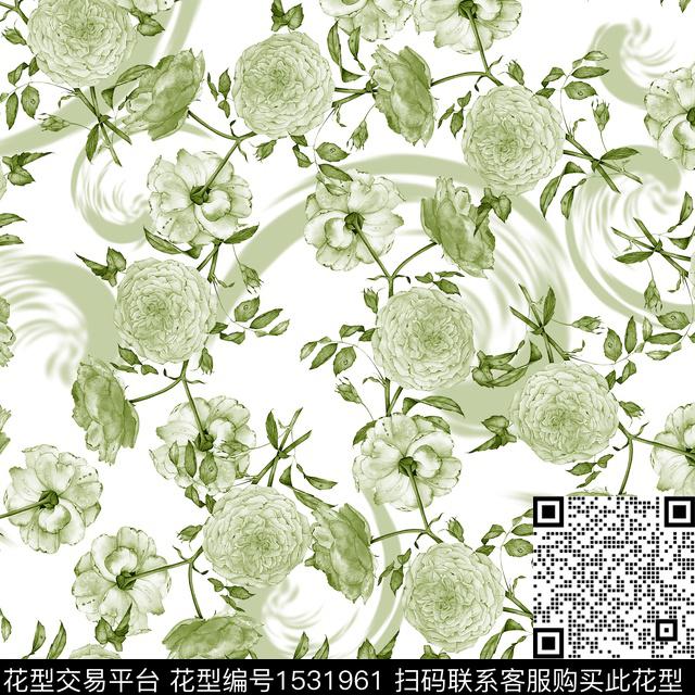 底纹创意花卉数码印花花型下载（图片编号: 1531961） - 瓦栏（Walan）