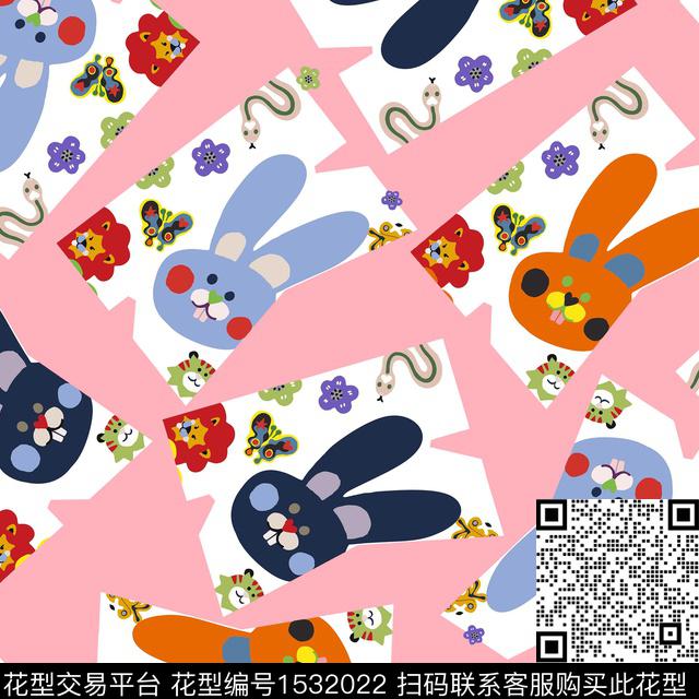 R2302042A.jpg - 1532022 - 可爱 趣味 小兔子 - 数码印花花型 － 童装花型设计 － 瓦栏