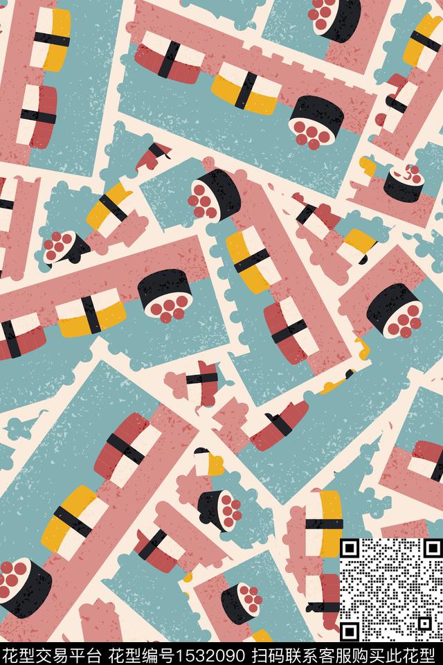 卡通邮票童装数码印花花型下载（图片编号: 1532090） - 瓦栏（Walan）