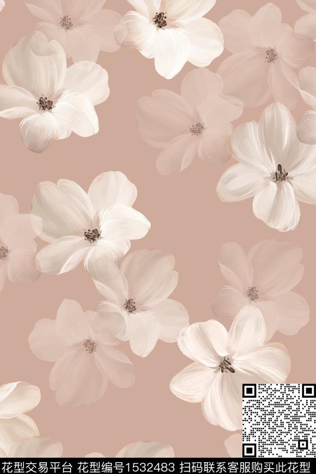 Z13907.jpg - 1532483 - 春夏花型 水彩花卉 花卉 - 数码印花花型 － 女装花型设计 － 瓦栏