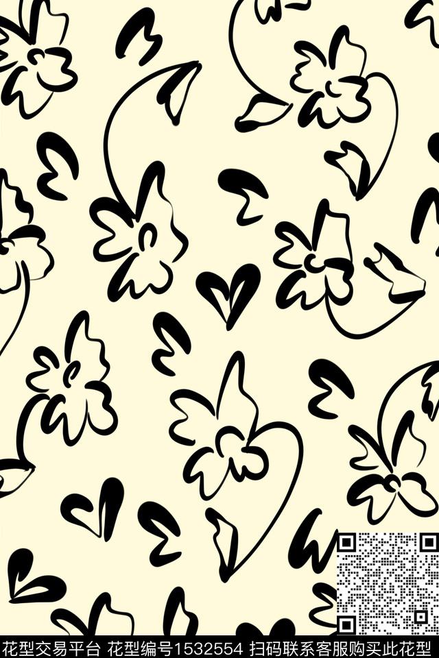 清爽底花卉年轻女性简约数码印花花型下载（图片编号: 1532554） - 瓦栏（Walan）