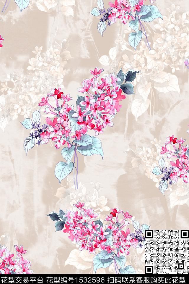 XZ4529.jpg - 1532596 - 肌理 水彩 花卉 - 数码印花花型 － 女装花型设计 － 瓦栏