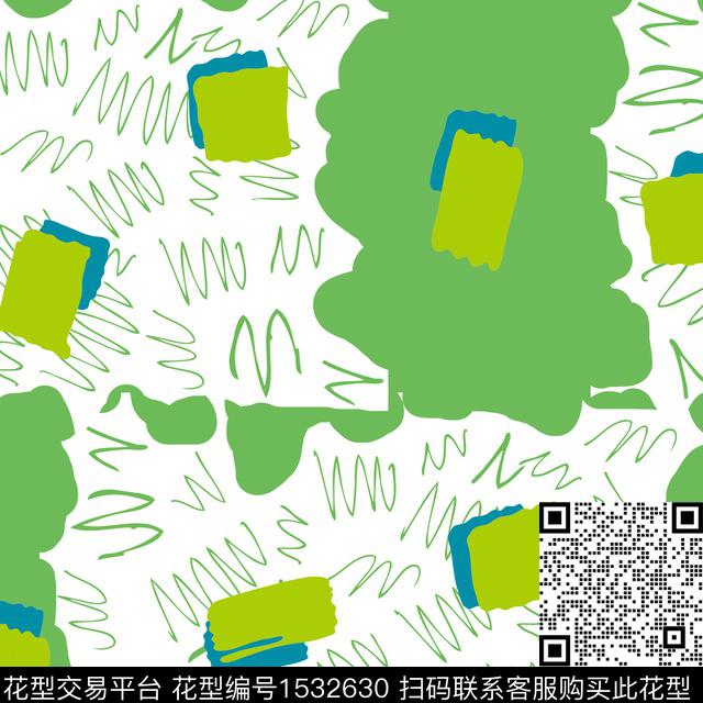 涂鸦几何色块数码印花花型下载（图片编号: 1532630） - 瓦栏（Walan）