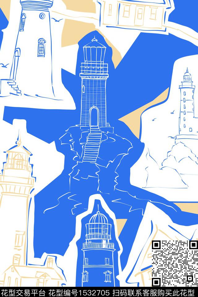 建筑线条简约数码印花花型下载（图片编号: 1532705） - 瓦栏（Walan）