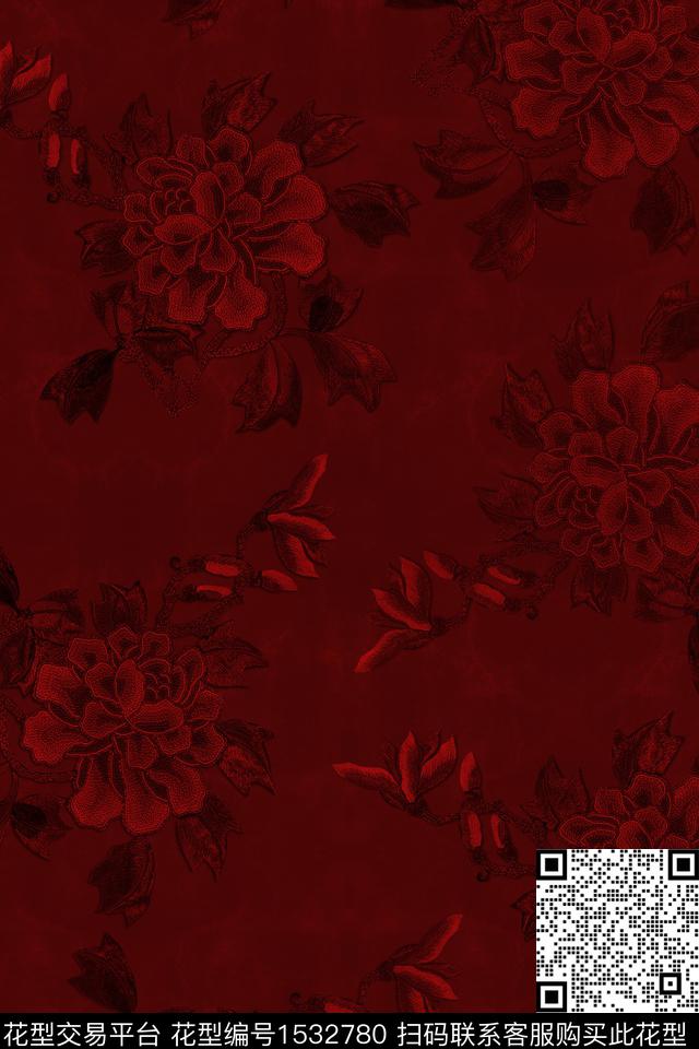 YHH01 (5).jpg - 1532780 - 香云纱 花卉 数码花型 - 数码印花花型 － 女装花型设计 － 瓦栏