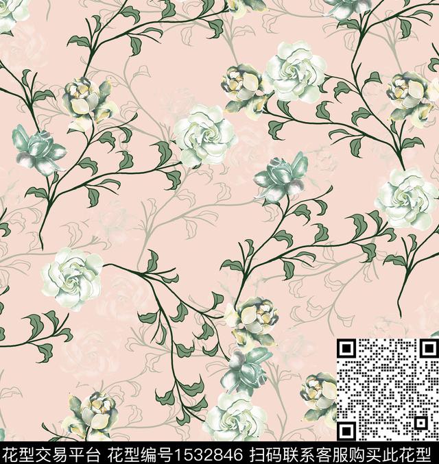 女装花卉连衣裙数码印花花型下载（图片编号: 1532846） - 瓦栏（Walan）