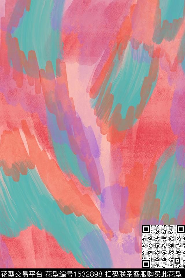 肌理01.jpg - 1532898 - 笔触 抽象 水彩 - 数码印花花型 － 女装花型设计 － 瓦栏