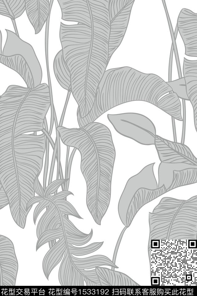 热带花型绿植树叶传统花型传统印花花型下载（图片编号: 1533192） - 瓦栏（Walan）