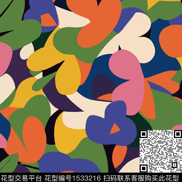 wdf0327.jpg - 1533216 - 版画 大牌风 抽象花卉 - 传统印花花型 － 女装花型设计 － 瓦栏