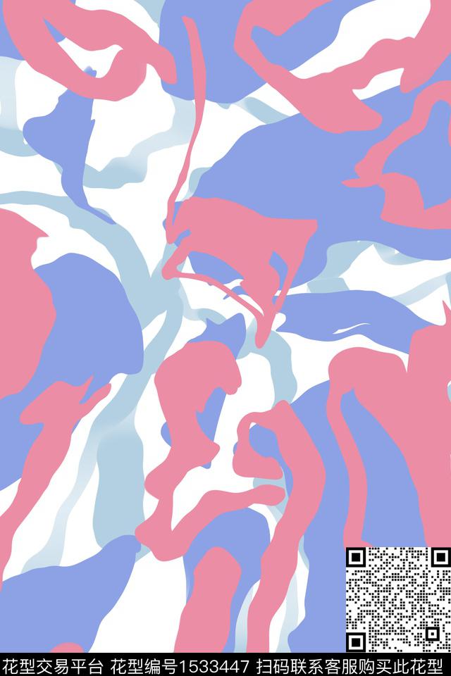 少女抽象淑女数码印花花型下载（图片编号: 1533447） - 瓦栏（Walan）