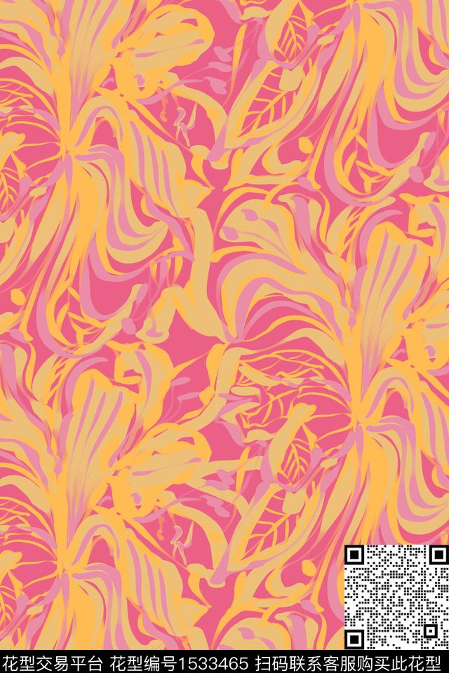 奢华少女抽象花卉数码印花花型下载（图片编号: 1533465） - 瓦栏（Walan）