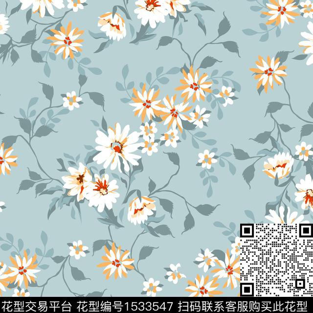 绿植树叶小碎花数码花型数码印花花型下载（图片编号: 1533547） - 瓦栏（Walan）