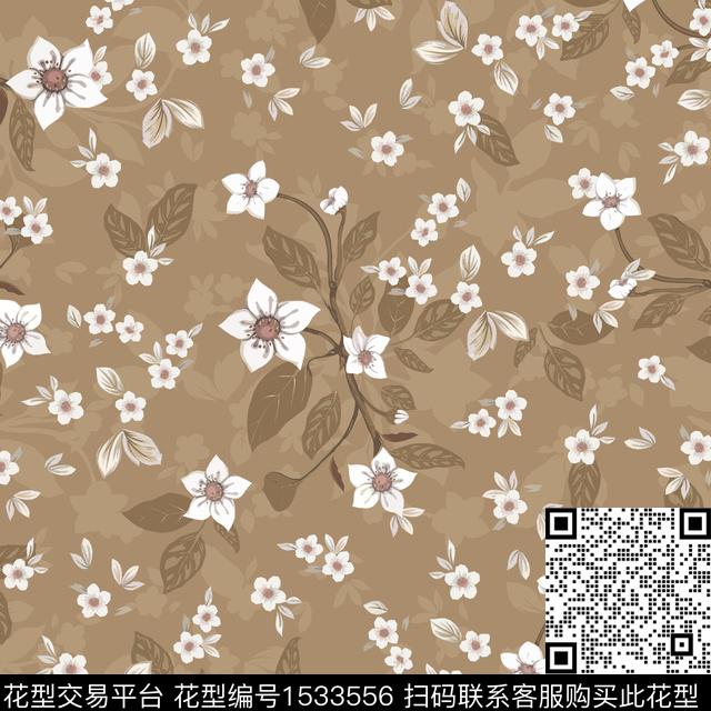 绿植树叶小碎花数码花型数码印花花型下载（图片编号: 1533556） - 瓦栏（Walan）