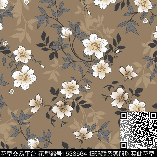 绿植树叶小碎花数码花型数码印花花型下载（图片编号: 1533564） - 瓦栏（Walan）