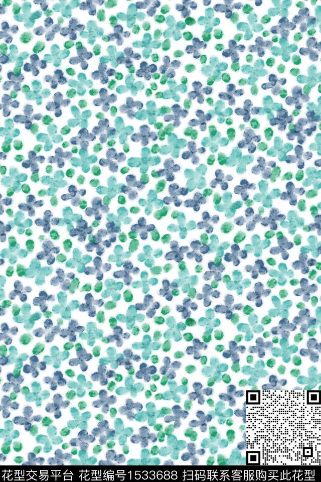 花卉清爽底花卉淑女数码印花花型下载（图片编号: 1533688） - 瓦栏（Walan）