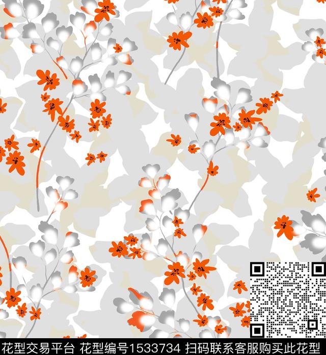 女装花卉连衣裙数码印花花型下载（图片编号: 1533734） - 瓦栏（Walan）