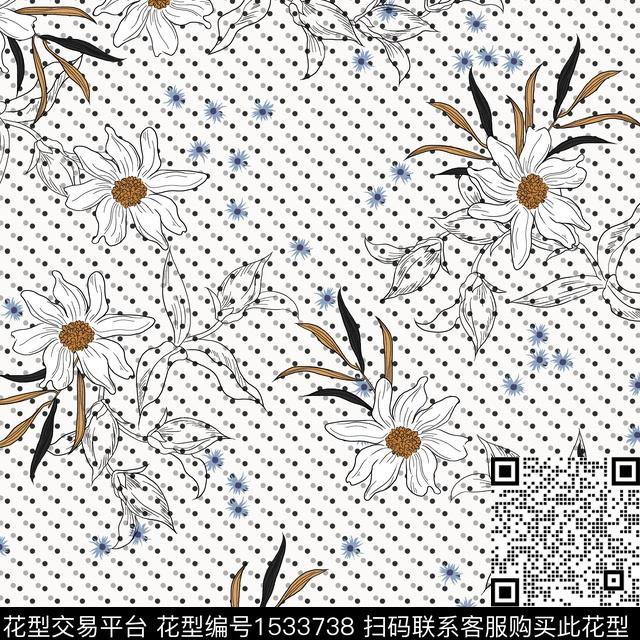 女装花卉连衣裙数码印花花型下载（图片编号: 1533738） - 瓦栏（Walan）