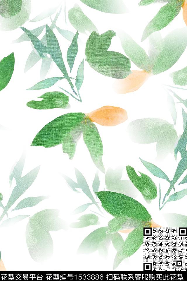 绿植树叶叶子女装数码印花花型下载（图片编号: 1533886） - 瓦栏（Walan）
