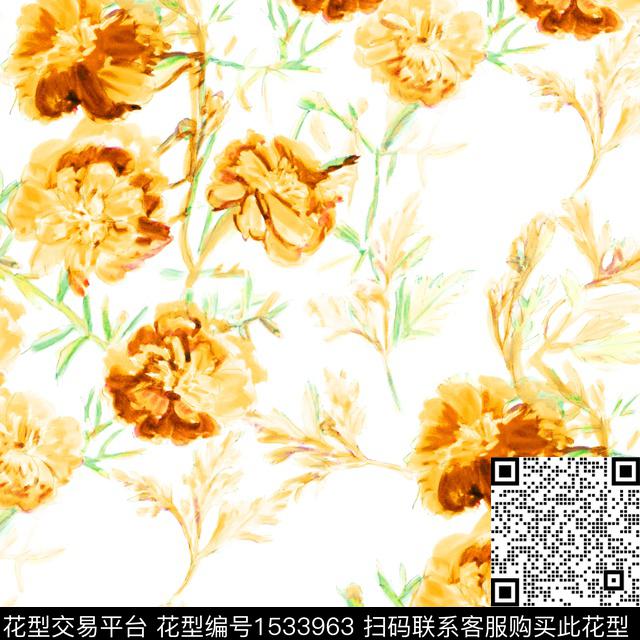 手绘大花鸢尾花2024春夏数码印花花型下载（图片编号: 1533963） - 瓦栏（Walan）