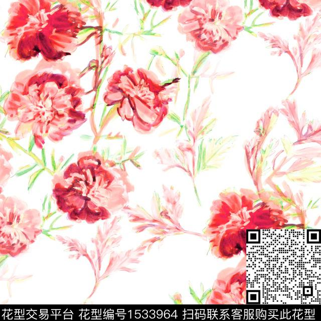 郁金香手绘大花鸢尾花数码印花花型下载（图片编号: 1533964） - 瓦栏（Walan）
