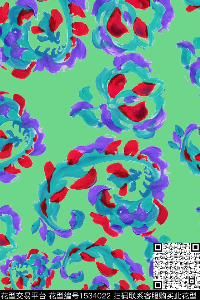 笔触抽象数码花型数码印花花型下载（图片编号: 1534022） - 瓦栏（Walan）