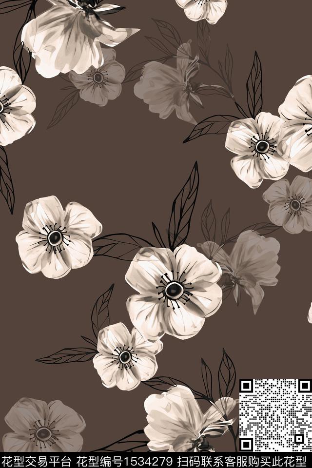 0469.jpg - 1534279 - 真丝 花卉 黑白花型 - 数码印花花型 － 女装花型设计 － 瓦栏