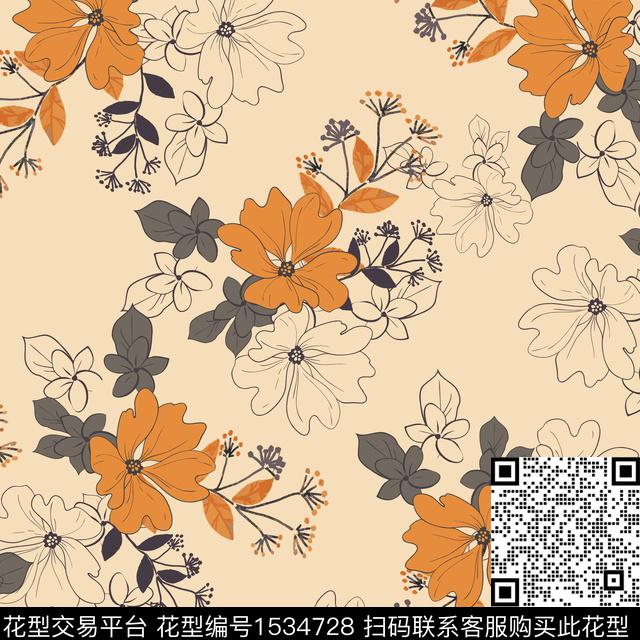 绿植树叶花卉小花数码印花花型下载（图片编号: 1534728） - 瓦栏（Walan）