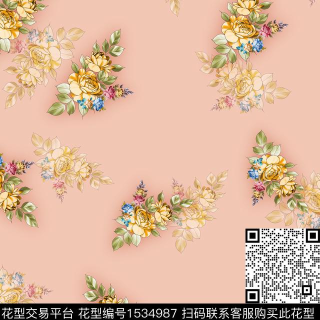 003-1.jpg - 1534987 - 彩底花卉 花卉 数码花型 - 数码印花花型 － 女装花型设计 － 瓦栏
