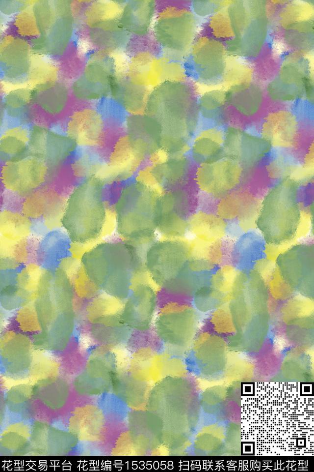 彩色肌理01.jpg - 1535058 - 水彩 抽象 彩色肌理 - 数码印花花型 － 女装花型设计 － 瓦栏