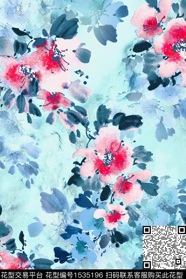 0496.jpg - 1535196 - 国画 中国 花卉 - 数码印花花型 － 女装花型设计 － 瓦栏