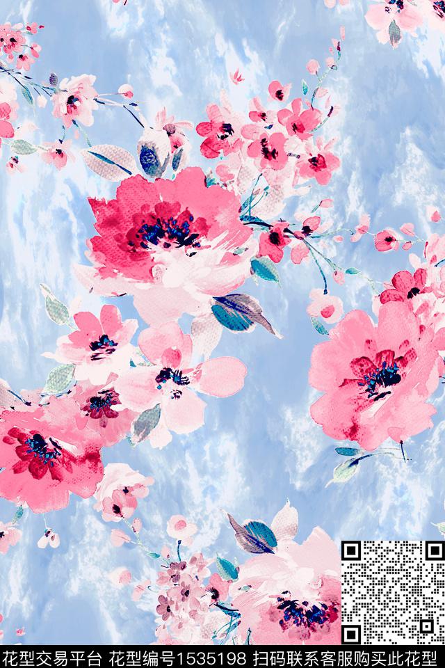0488.jpg - 1535198 - 大牌风 水彩 花卉 - 数码印花花型 － 女装花型设计 － 瓦栏