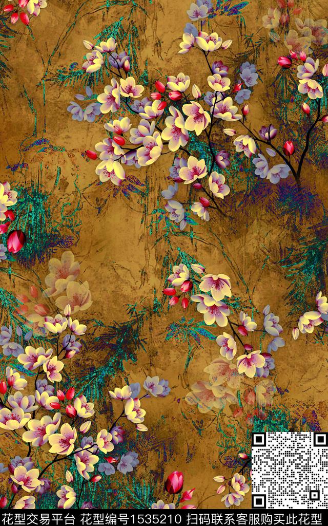 12.jpg - 1535210 - 香云纱 花卉 中国 - 数码印花花型 － 女装花型设计 － 瓦栏