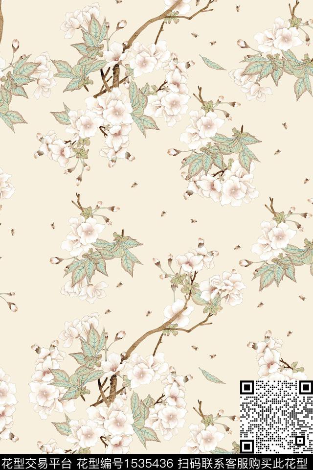 枝条花春夏花型花卉数码印花花型下载（图片编号: 1535436） - 瓦栏（Walan）