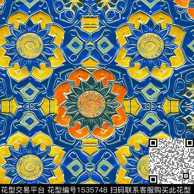 ZZ270 pattern.jpg - 1535748 - 地毯 民族风 tile - 数码印花花型 － 床品花型设计 － 瓦栏