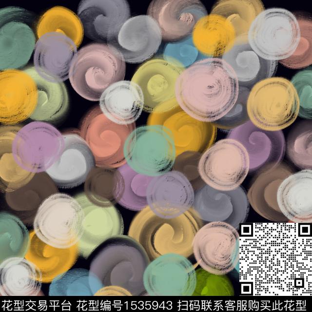 抽象圆形笔触图案.jpg - 1535943 - 渐变 几何 抽象 - 数码印花花型 － 雨伞花型设计 － 瓦栏