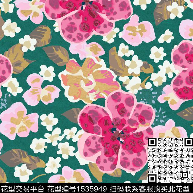 ZZ275 ori pat.jpg - 1535949 - 花卉 手绘 Floral - 数码印花花型 － 床品花型设计 － 瓦栏