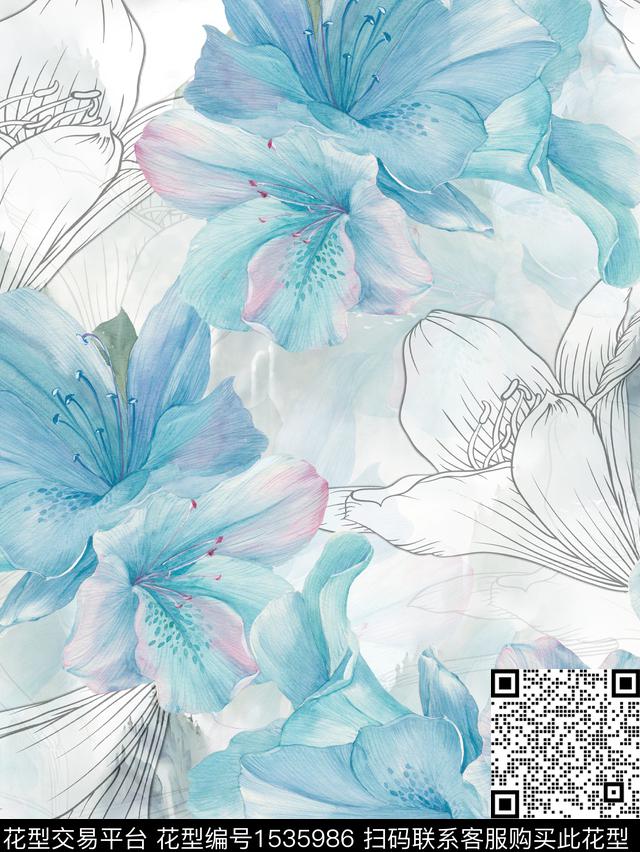 AJ-13.jpg - 1535986 - 百合 植物 时尚 - 数码印花花型 － 女装花型设计 － 瓦栏