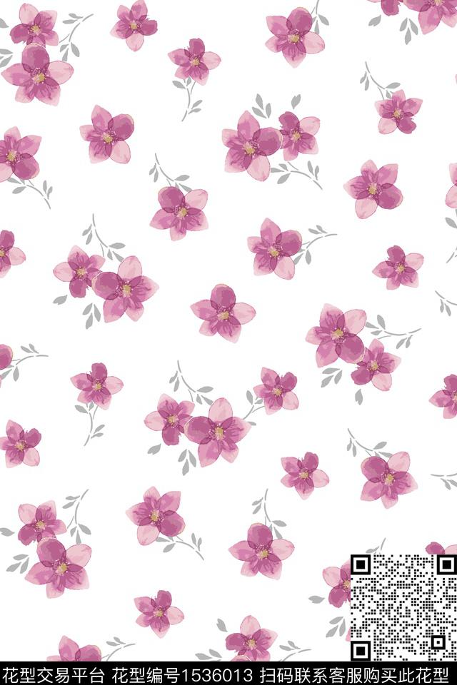 年轻女性清爽底花卉花卉数码印花花型下载（图片编号: 1536013） - 瓦栏（Walan）