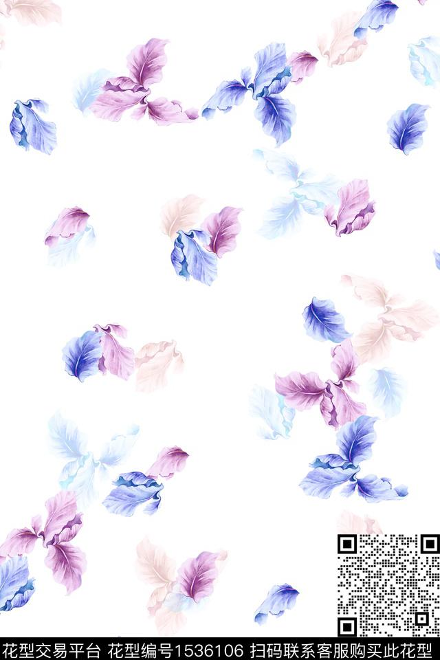 水彩小清新年轻女性数码印花花型下载（图片编号: 1536106） - 瓦栏（Walan）