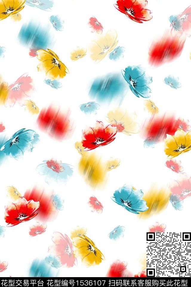 花卉小清新年轻女性数码印花花型下载（图片编号: 1536107） - 瓦栏（Walan）