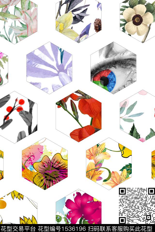 042502.jpg - 1536196 - 花卉 几何 眼睛 - 数码印花花型 － 女装花型设计 － 瓦栏