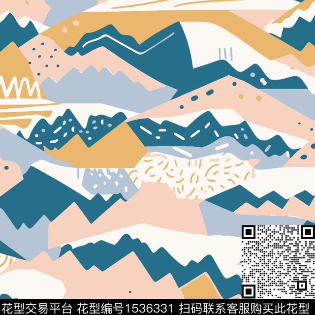 几何山川创意数码印花花型下载（图片编号: 1536331） - 瓦栏（Walan）