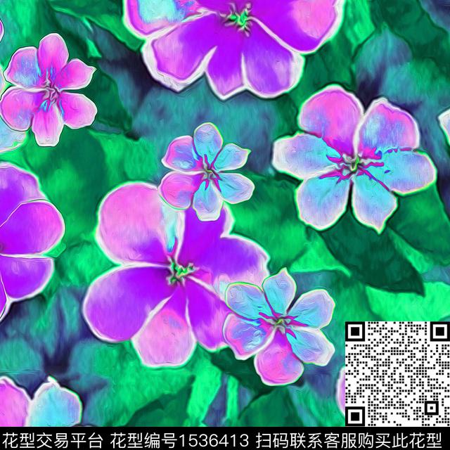 ZZ271 pattern vvvvv.jpg - 1536413 - 油画花型 绿植树叶 抽象 - 数码印花花型 － 女装花型设计 － 瓦栏