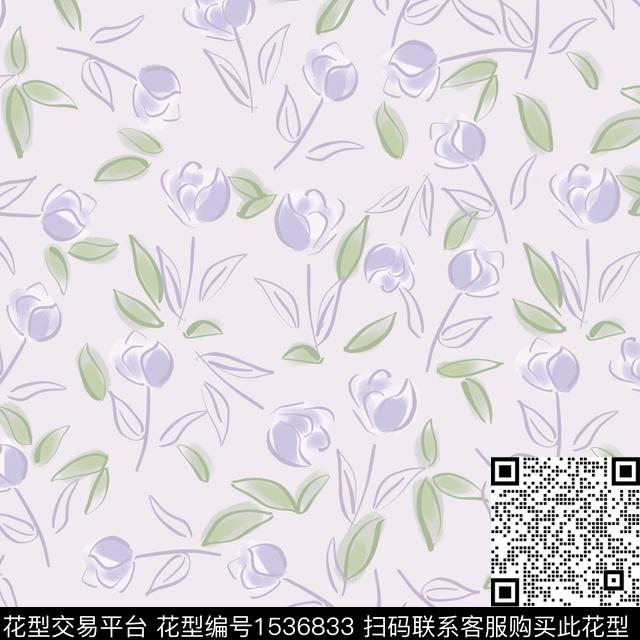 满版散花女装小碎花数码印花花型下载（图片编号: 1536833） - 瓦栏（Walan）