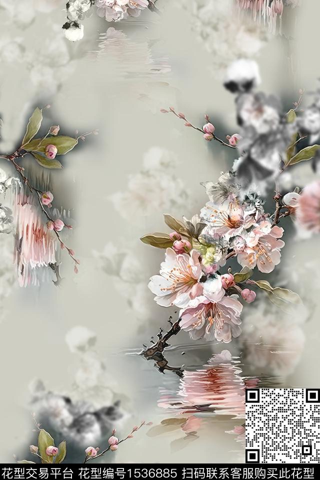 数码花型朦胧花卉花卉数码印花花型下载（图片编号: 1536885） - 瓦栏（Walan）
